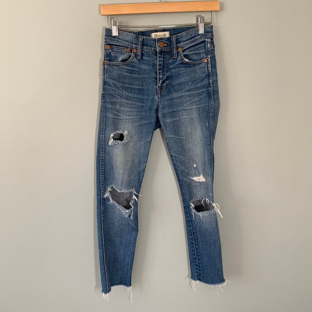 Madewell 9" Inch High Riser‎ Skinny Skinny Distressed Jeans Blue Size 24